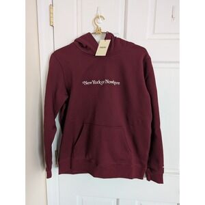 New York Or Nowhere Hoodie Sweatshirt Adult Small Burgundy Signature NYON Logo